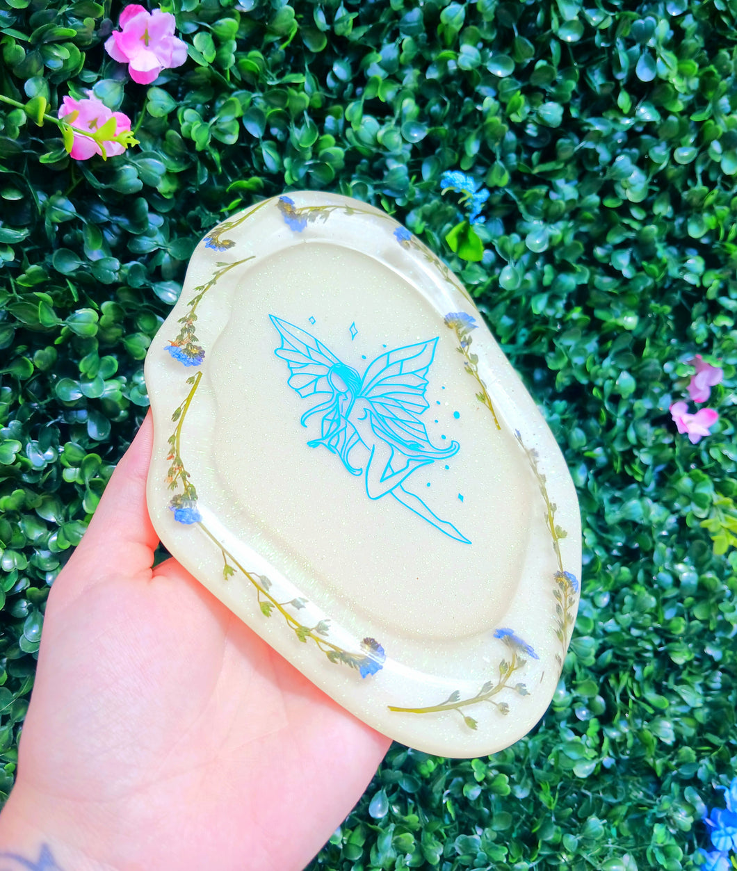 Forget me Knot fairy resin tray/trinket dish