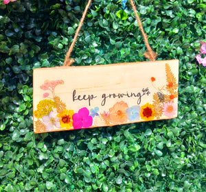 Keep growing wood slice wall hanging