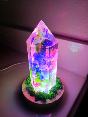 Luna moth crystal resin LED lamp